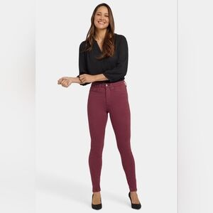 NYDJ Ami Skinny Legging Jeans Burgundy Purple Womens Size 14 Slimming Denim